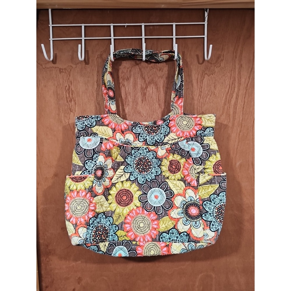 Vera Bradley Shoulder Bag Zip Purse Flower Power‎ Orange Brown Yellow
